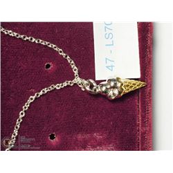 47) ST. SILVER ICE CREAM CONE "FIRST" NECKLACE