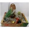 Image 1 : BOX OF ASSORTED GLASS INCL VASES & CANDLE HOLDERS