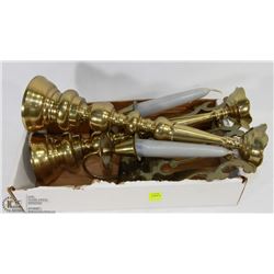 2 PAIRS OF BRASS CANDLE HOLDERS