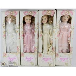 LOT  OF 4 COLLECTOR PORCELAIN DOLLS IN BOXES