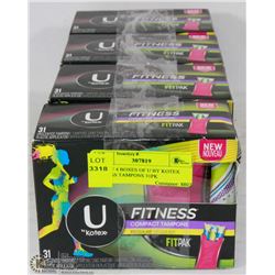 LOT OF 4 BOXES OF U BY KOTEX FITNESS TAMPONS 31PK