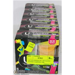LOT OF 6 BOXES OF U BY KOTEX FITNESS TAMPONS 15PK