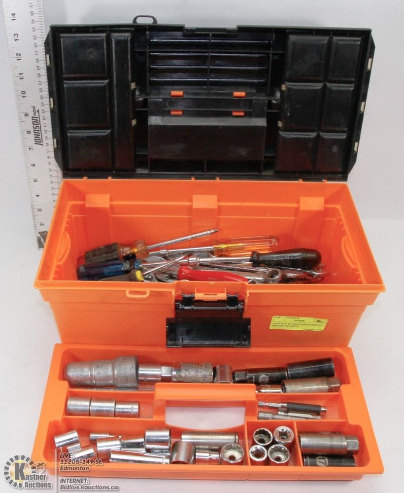 TOOLBOX W/ HAND WRENCHES NUT DRIVERS SOCKETS