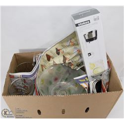 10"X8" FRUIT BOWL WITH RED ROSES AND GREEN LEAFS