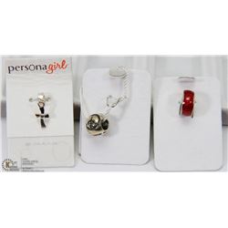 LOT OF 3 NEW STERLING SILVER “PANDORA” STYLE
