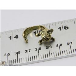 NEW GOLD TONE “PUG” DOG ADJUSTABLE HEAVY RING