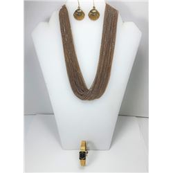 1)  GOLD TONE MULTI CHAIN NECKLACE
