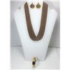 Image 1 : 1)  GOLD TONE MULTI CHAIN NECKLACE