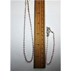 16)  SILVER TONE & PALE PINK CRYSTAL