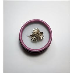 3)  VINTAGE TRIPLE ROSE SILVER RING