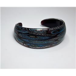 11)  MURANO GLASS BLACK, TURQUOISE &