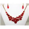 Image 1 : 13)  GOLD TONE& RED CRYSTAL STATEMENT