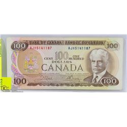 100.00 BILL 1975 AJH LOWE BOWEY SIGNATURES.