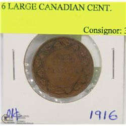 1916 LARGE CANADIAN CENT.