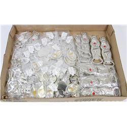 FLAT OF ASSORTED KEY CHAINS AND BOTTLE OPENERS