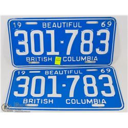 1969 BRITISH COLUMBIA LICENSE PLATE SET