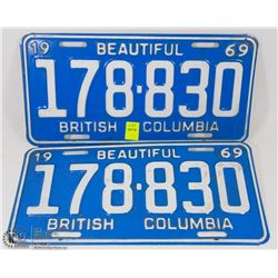 1969 BRITISH COLUMBIA LICENSE PLATE SET