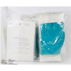 LOT OF NEW SHOWER GLOVES AND HAIR TURBANS