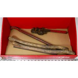 14" PIPEWRENCH, PAIR OF AUTO BODY RASPS AND