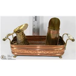VINTAGE FOOTED COPPERWARE WITH CANDLE SNUFFER &