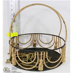 DECORATIVE BASKET WITH BRASS KEY SET & PAIR OF