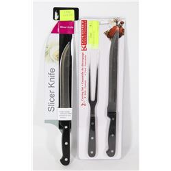 LOT OF 2PC CARVING SET SOLD WITH SLICER KNIFE