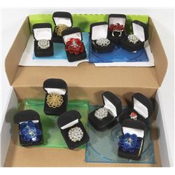FLAT OF ASSORTED GLAMOUR FASHION RINGS