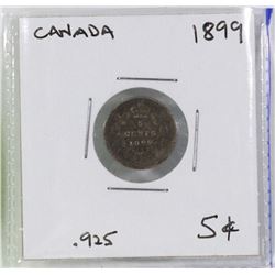 CANADA SILVER FIVE CENT COIN 1899.