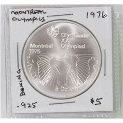 RCM MONTREAL OLYMPICS 1976 $5 SILVER COIN.