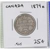 Image 1 : CANADA SILVER TWENTY FIVE CENT COIN 1874H.