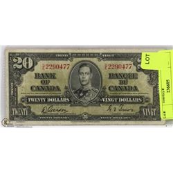 1937 CANADIAN $20 BILL
