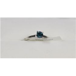 6) 10KT GOLD BLUE DIAMOND RING SIZE 6.25