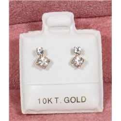 10) 10KT GOLD WHITE SAPPHIRE EARRINGS