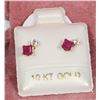 Image 1 : 11) 10KT GOLD MOONSTONE & RUBY EARRINGS