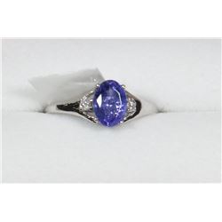14) 10KT GOLD TANZANITE & DIAMOND RING SIZE 7