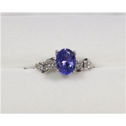 18) 10KT GOLD TANZANITE & DIAMOND RING SIZE 6.25