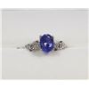 Image 1 : 18) 10KT GOLD TANZANITE & DIAMOND RING SIZE 6.25