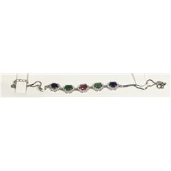 19) STERLING SILVER GEMSTONE BRACELET