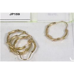 20) 14KT GOLD 2 PAIRS OF HOOP EARRINGS