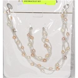 21) FRESH WATER PEARL NECKLACE AND BRACELET SET
