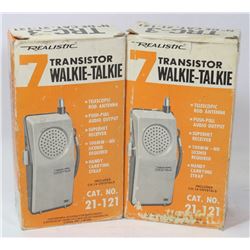2 REALISTIC WALKIE TALKIE TRANSISTOR S TRC-3