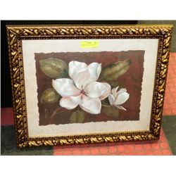 FRAMED MATTED FLORAL PRINT 24"X20".