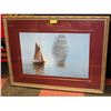 Image 1 : FRAMED MATTED 2 SAILBOATS PRINT 43"X33"