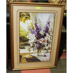 FRAMED FLOWERS IN VASE MATTED PRINT 31"X43"