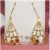 Image 1 : 30) 14KT YELLOW ORANGE SAPPHIRE EARRINGS