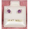 Image 1 : 31) 10KT GOLD AMETHYST W/ CUBIC ZIRCONIA EARRINGS