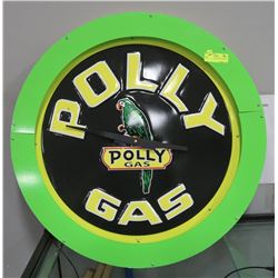 POLLY GAS LIT METAL 28" CLOCK.
