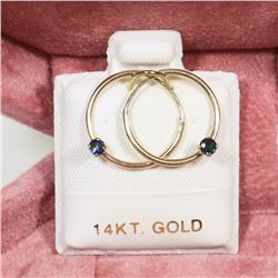 47) 14KT GOLD SAPPHIRE HOOP EARRINGS