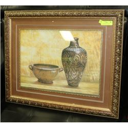 DECORATIVE BOWL & VASE PICTURE WITH GOLD TONED