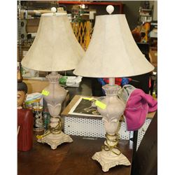 2 STONE LOOK TABLE LAMPS WTH SHADES